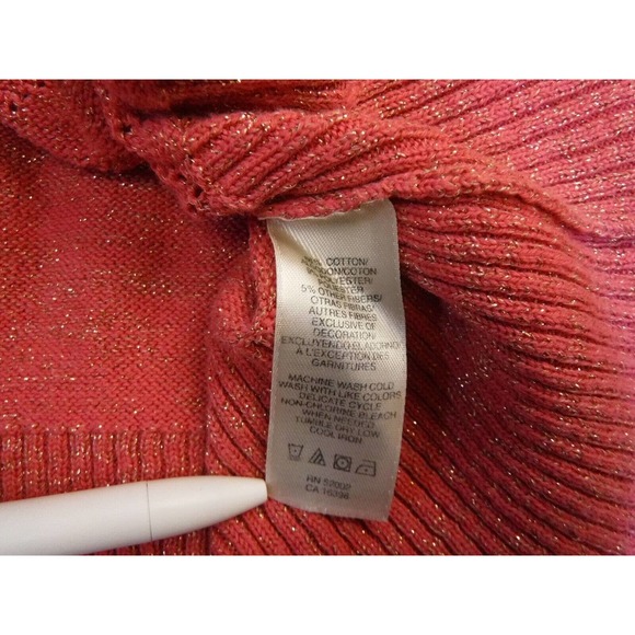 DKNY shawl neck balloon sleeve open knit sweater size large - Picture 4 of 8